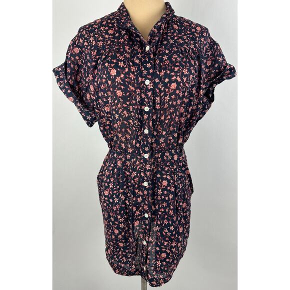 Frame Size XXS 0 Button Down floral Mini Dress *missing belt* Coastal Prairie - Picture 1 of 12